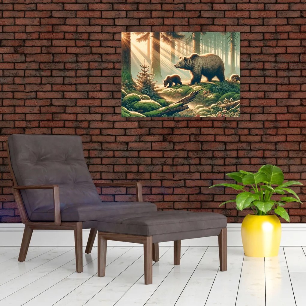 Obraz - Medvede v lese (70x50 cm)