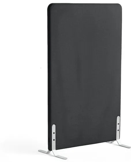 Paraván ZONE, 1360x800x46 mm, látka Hush, biele nožičky, tmavošedá