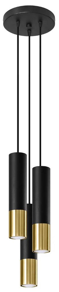 Závesné svietidlo Loopez, 3x čierne kovové tienidlo, g, o