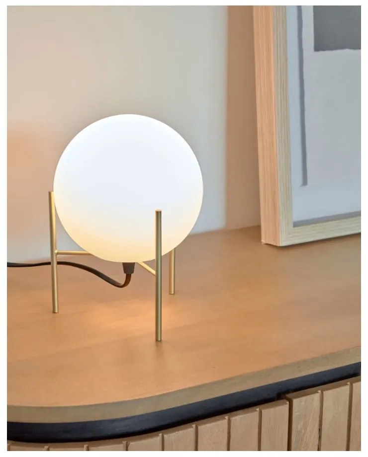 Stolová lampa so skleneným tienidlom v bielo-zlatej farbe (výška 22 cm) Seina - Kave Home