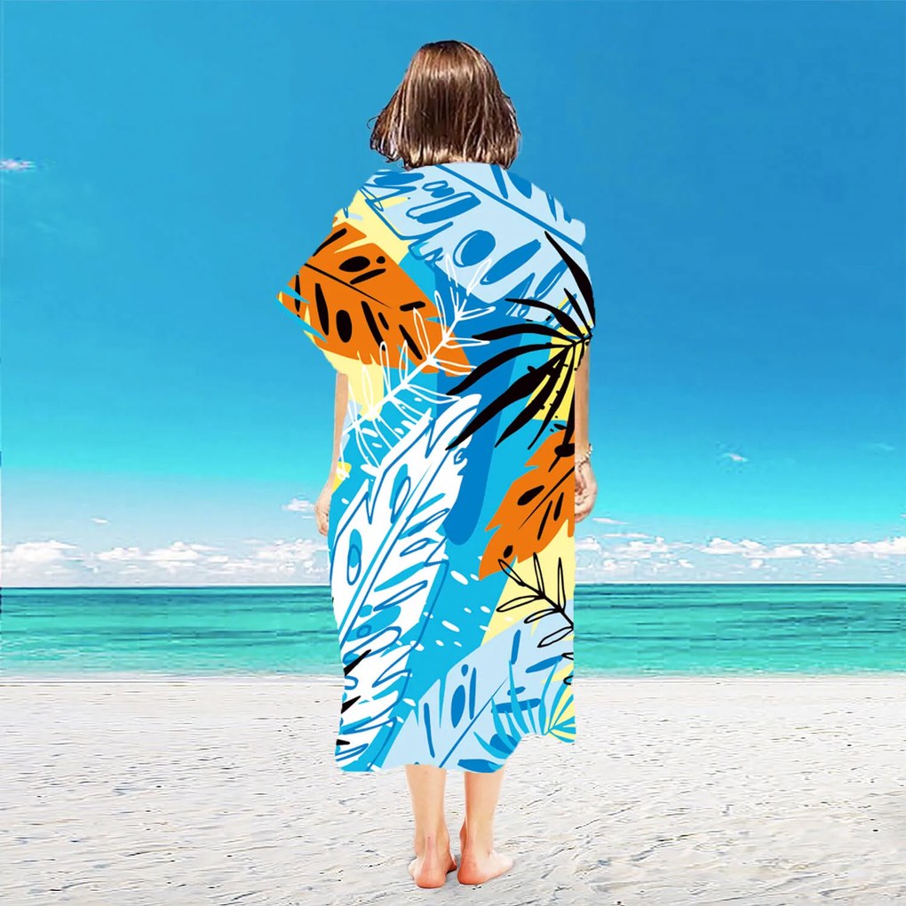 Plážový set SUMMER FRESH – osuška 100×180 cm a pončo 80×145 cm, farebný