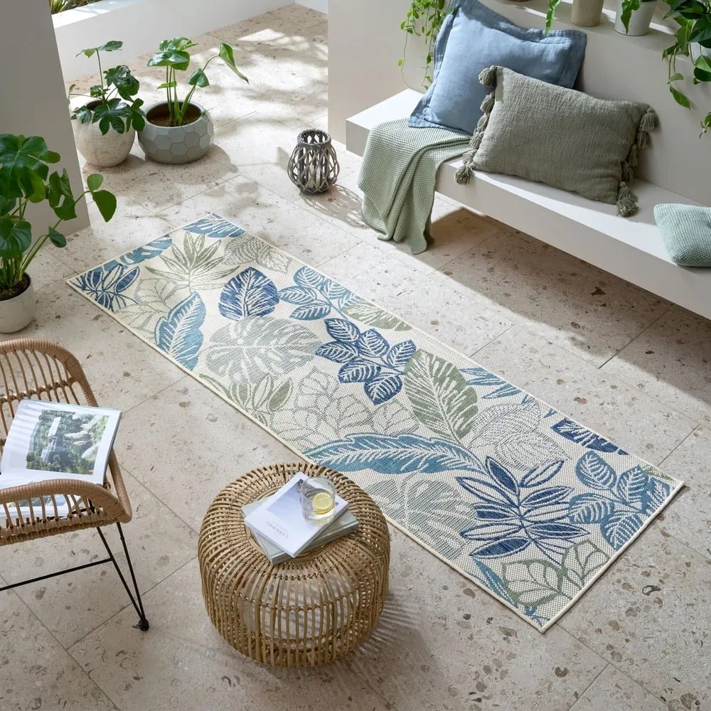 Zeleno-modrý vnútorný a vonkajší koberec 80x230 cm Bella Leaf – Flair Rugs
