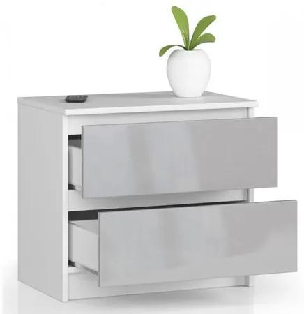 Nočný stolík K60 - biela/metalic lesk