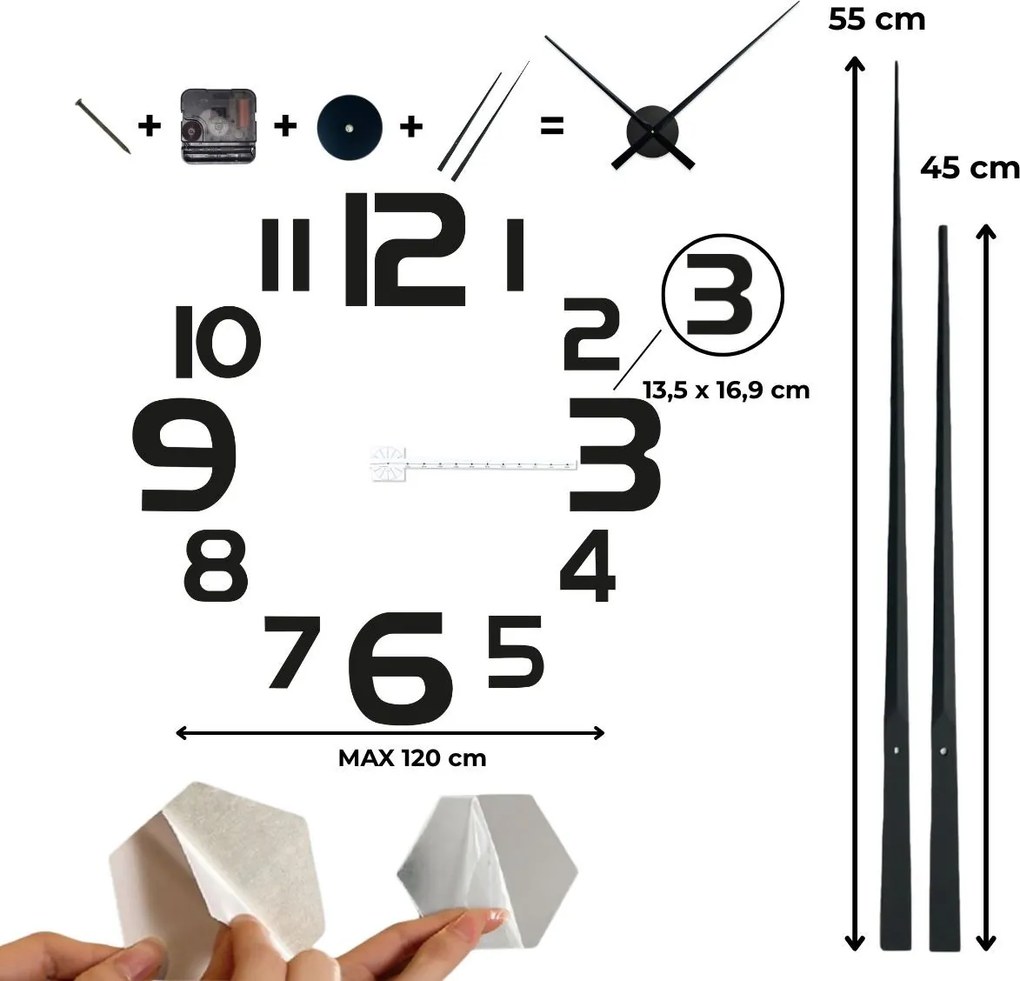 SENTOP | Nalepovacie hodiny na stenu - moderné 3D hodiny I SENTOP 12S034 analógové