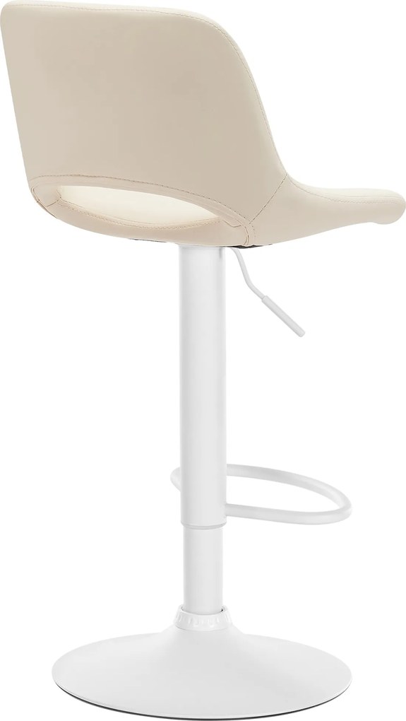 Barová stolička Camden - koženka, biely rám - Krémová