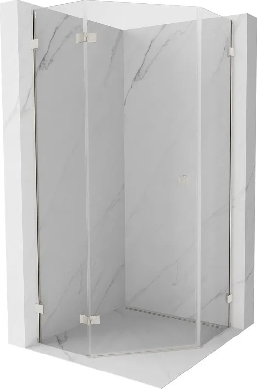 Mexen Lunar, Päťuholníkový sprchový kút Mexen Lunar s výklopným ľavým oknom 100 x 100 cm, 8mm číre sklo, oceľový profil, 831-100L-100P-97-00-L