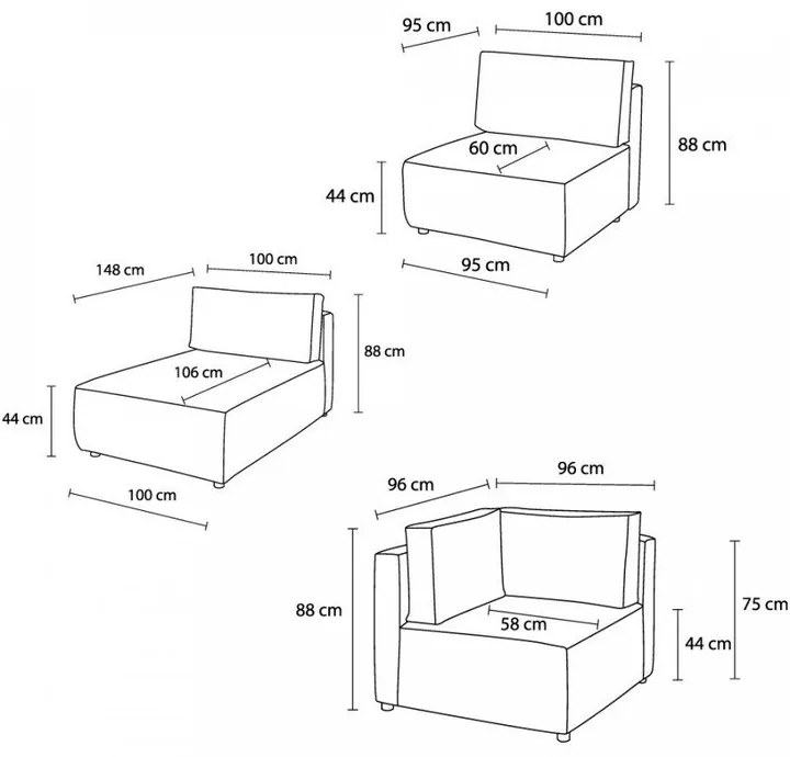 Svetlosivá menčestrová rohová pohovka (do tvaru "U"/variabilná) Nihad modular – Bobochic Paris