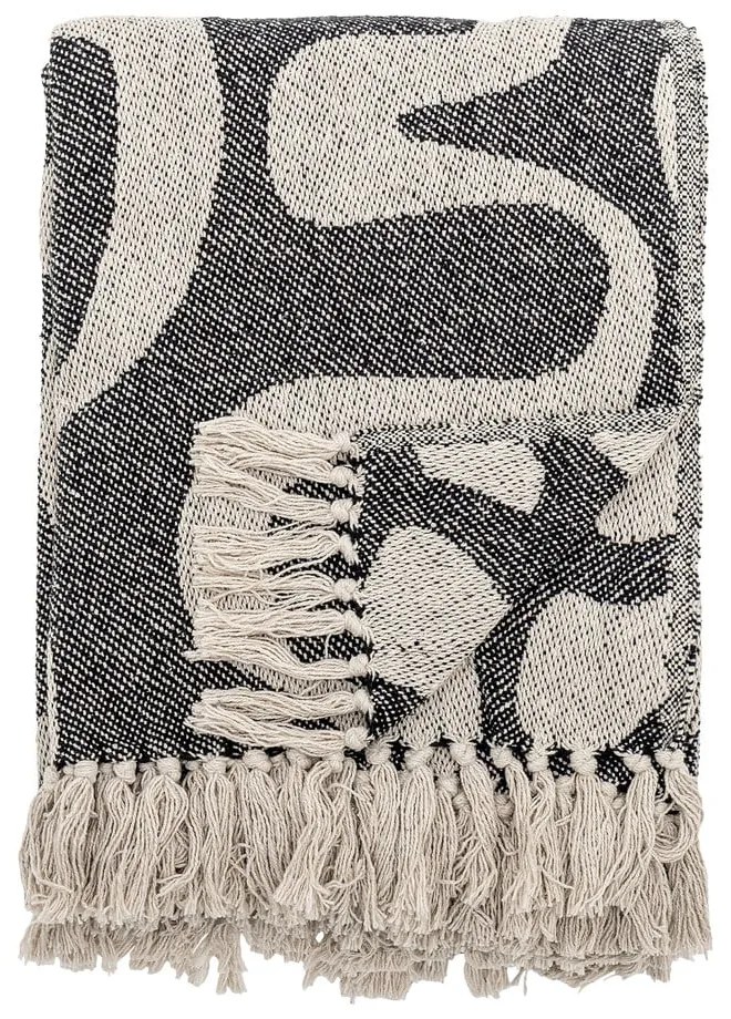 Čierna/béžová deka z recyklovanej bavlny 130x160 cm Salobre – Bloomingville