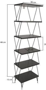 Knižnica BALABAN 165x48 cm antracit/čierna