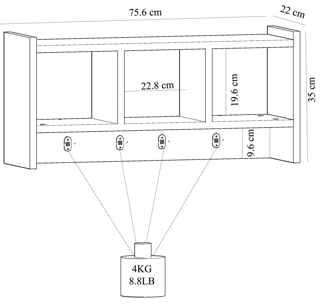 Nástenný vešiak STAR dub safírový