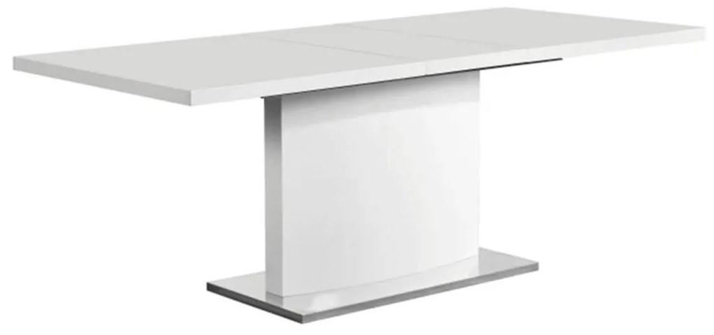 Tempo Kondela Rozkladací jedálenský stôl, biela vysoký lesk HG, 160-200x90 cm, KORINTOS