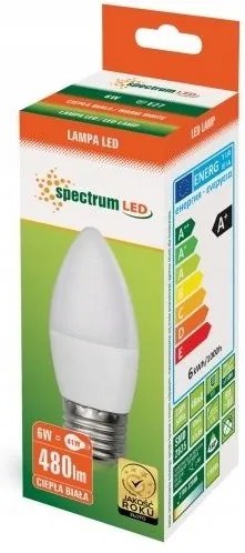 Toolight - Teplá LED žiarovka E-27 230V 6W 480lm Sviečka 13061, OSW-01019
