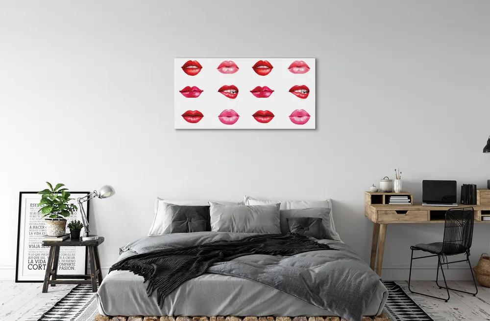 Obraz canvas Červené a ružové pery 140x70 cm
