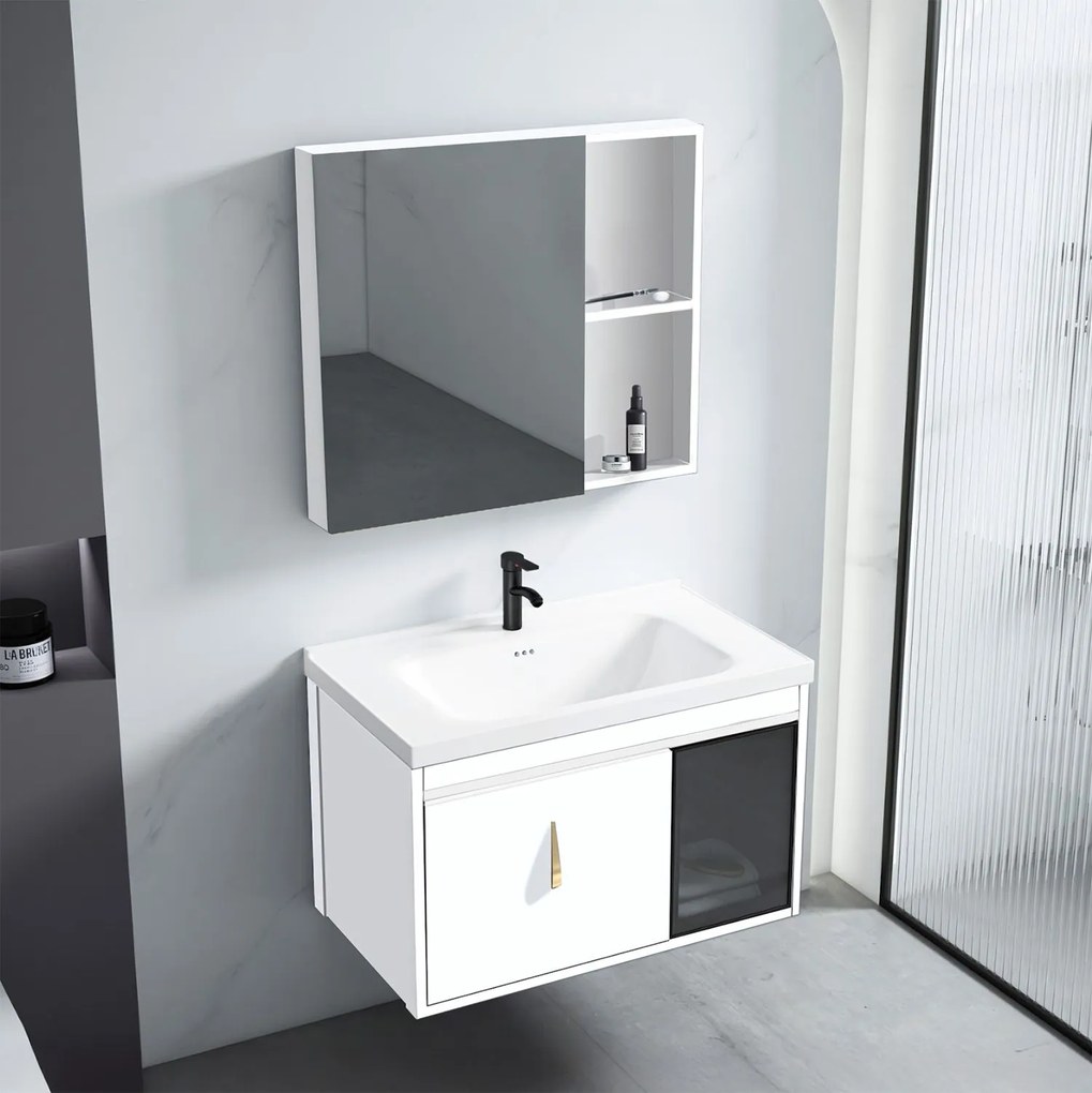Rea Paris, súprava kúpeľňového nábytku s umývadlom 60cm, biela, REA-M0001