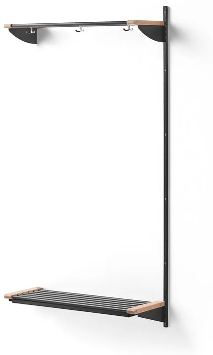 Vešiaková stena JEPPE s hornou policou, prídavná sekcia, 1790x900x310 mm, tmavošedá/breza