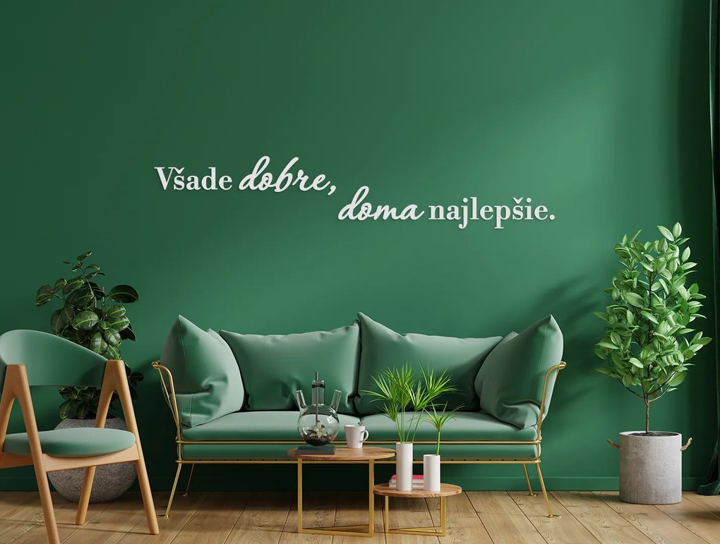 drevko Dekorácia na stenu Všade dobre, doma najlepšie Rozmer obrazu: 13,5 x 76 cm, Farba dekorácie: Čierna