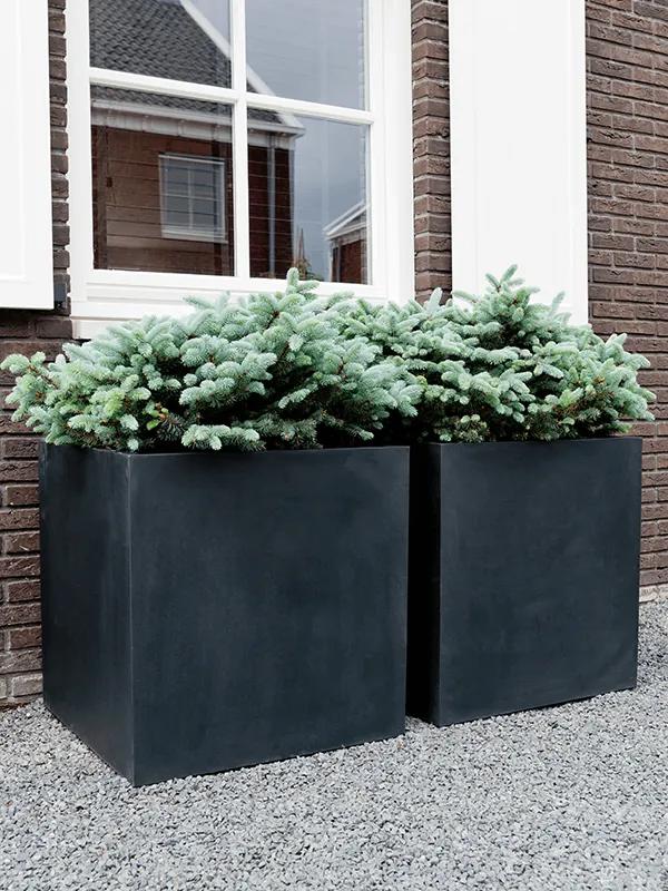 Kvetináč Fiberstone Block S Black 30x30x30 cm