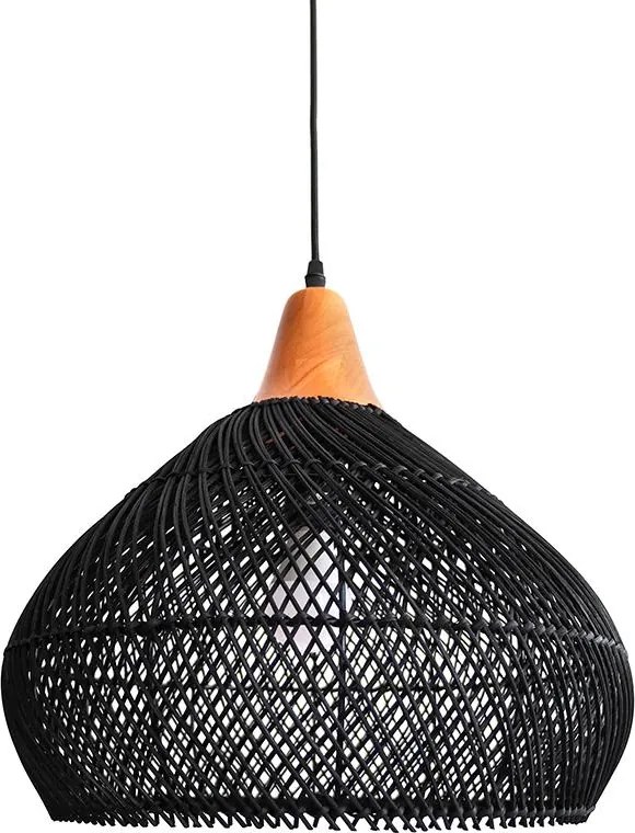Ratanové závesné svietidlo LF02-M čierne