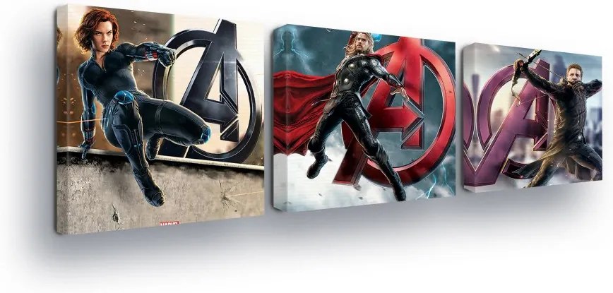 GLIX Obraz na plátne - Marvel Avengers Heroes Trio II 3 x 25x25 cm