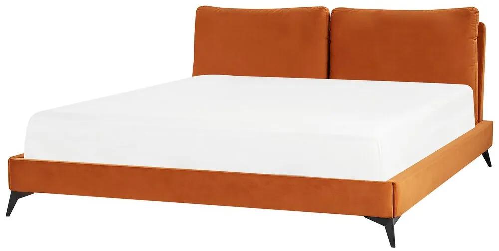 Zamatová posteľ 180 x 200 cm oranžová MELLE Beliani