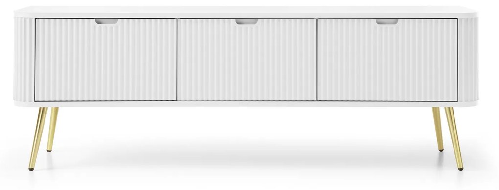 TV STOLIK BELLISSA BIELY + ZLATÉ NOŽIČKY 168 cm