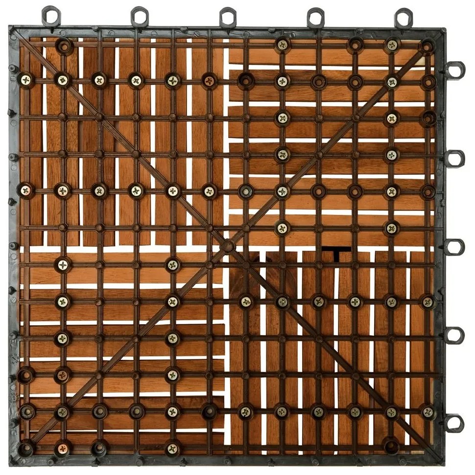 InternetovaZahrada Drevené dlaždice Quatro mozaika - sada 11 ks, 30x30 cm