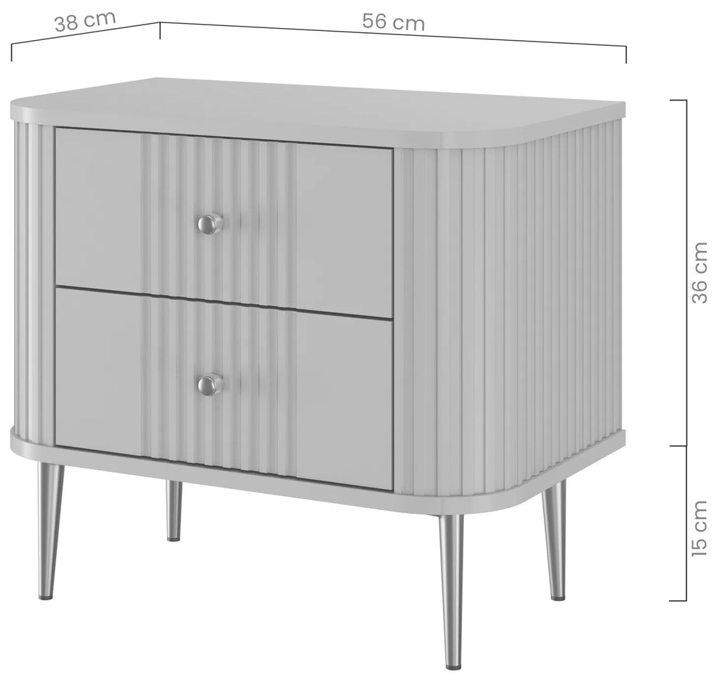 Súprava nočných stolíkov Vesper 56 cm - kašmír / čierne nohy