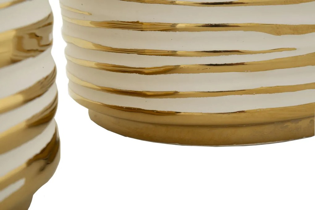 Sada 2 ks keramických obalů na květináče Blom bílo-zlatá