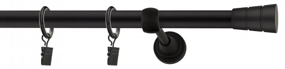 Dekorstudio Garniža jednoradová BASIC čierna matná 19mm Dĺžka: 360cm, Typ uchytenia: Držiak modern, Typ príslušenstva: Krúžky tiché so štipcami