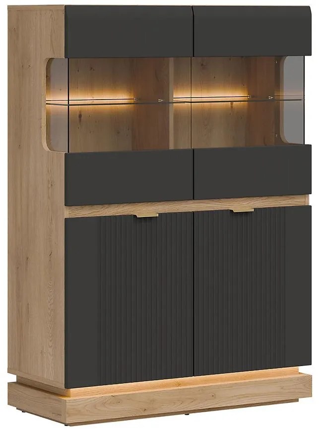 Vitrína Nízka Milton Ml04 Dub Crem Torro Antracit