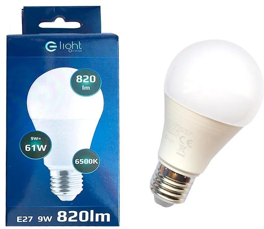 Žiarovka LED A60 9W E27 6500K EKZA030