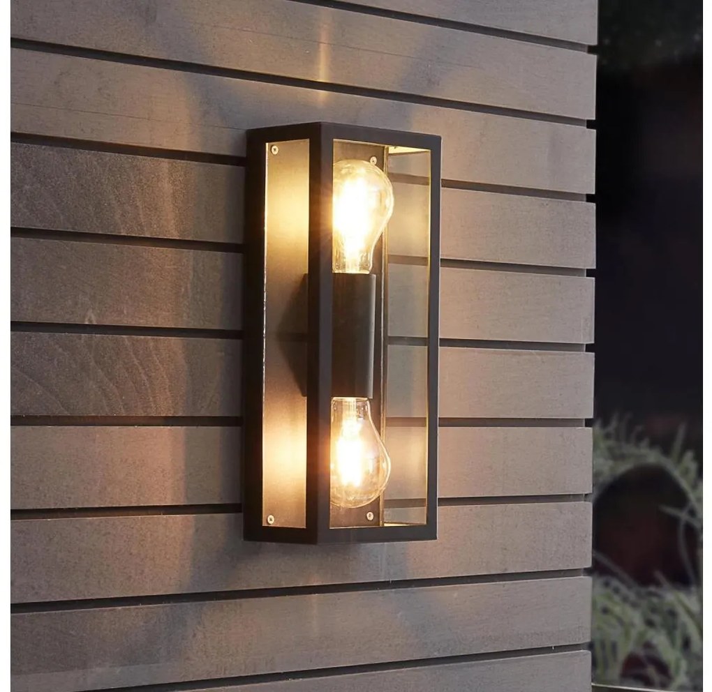 Eglo 780426 - Vonkajšie nástenné svietidlo ALGECIRAS 2xE27/60W/230V IP44 čierna