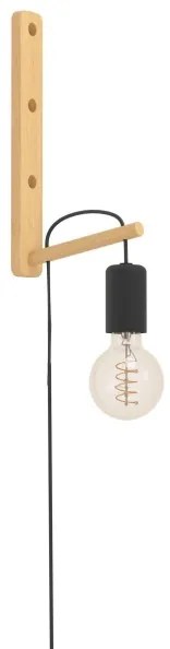 Eglo 44013 - Nástenné svietidlo POCKLEY 1xE27/10W/230V hnedá/čierna