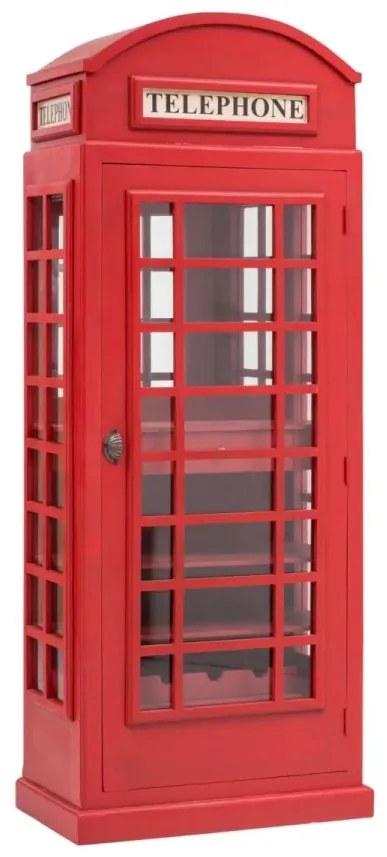 furniture-nabytek.cz - Masivní barová skříň „Telefonní budka“, lakovaná, červená – 78×44×200 cm