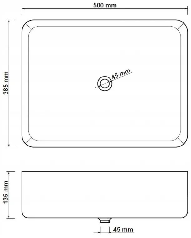 Hagser Dita, umývadlo na dosku, 50x38,5 cm, biela, HGR50000040