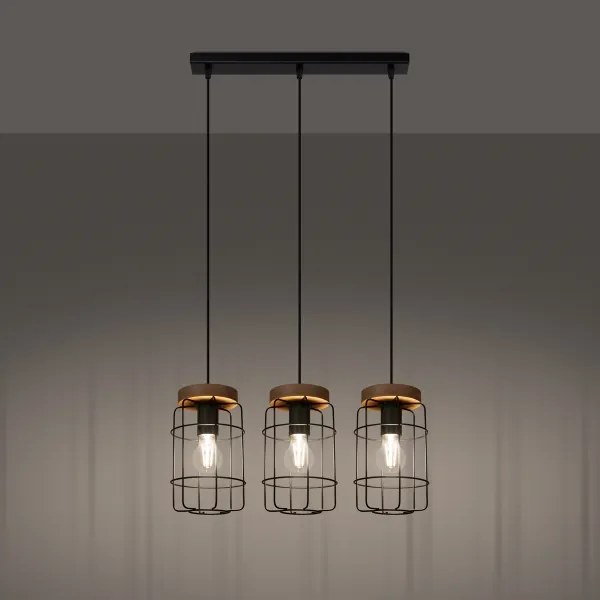 Sollux SL.1264 - Luster na lanku GOTTO 3xE27/15W/230V čierna