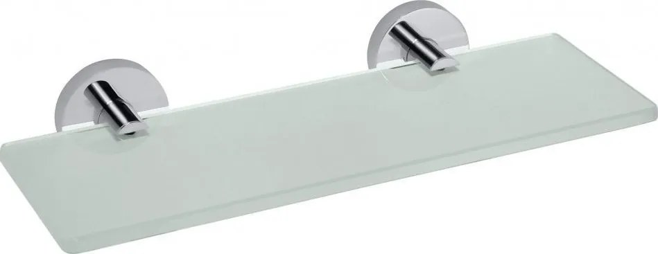 Sapho X-ROUND E sklenená polička 300x130mm, mliečne sklo, chróm XR601