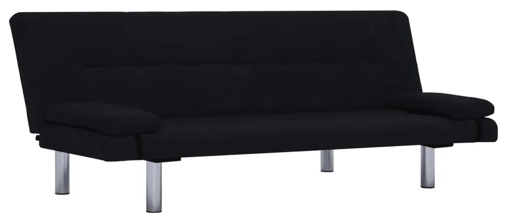 vidaXL Rozkladacia pohovka s 2 vankúšmi, čierna, polyester