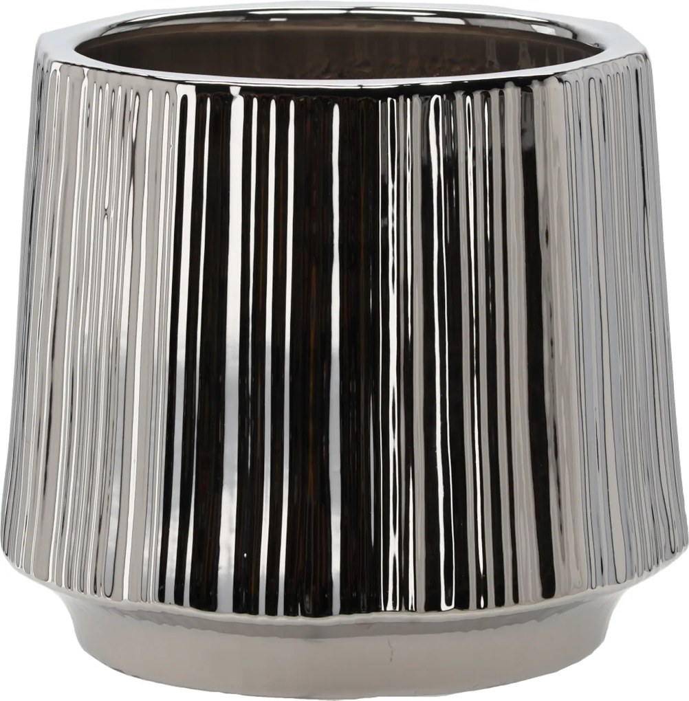 Keramický obal na květináč Cove 44 cm stříbrný