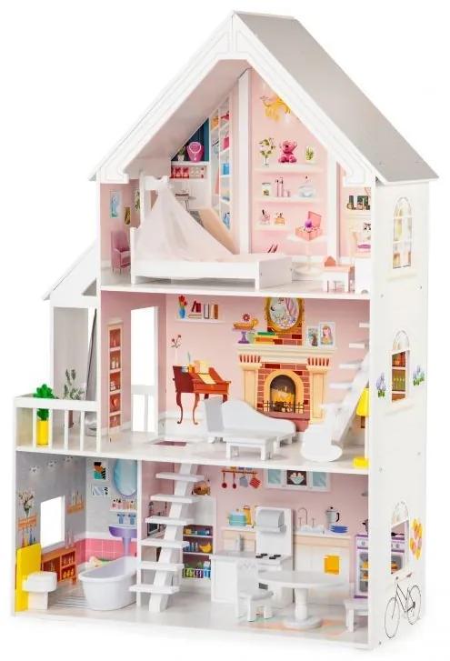 Krásny drevený domček  pre bábiky s nábytkom