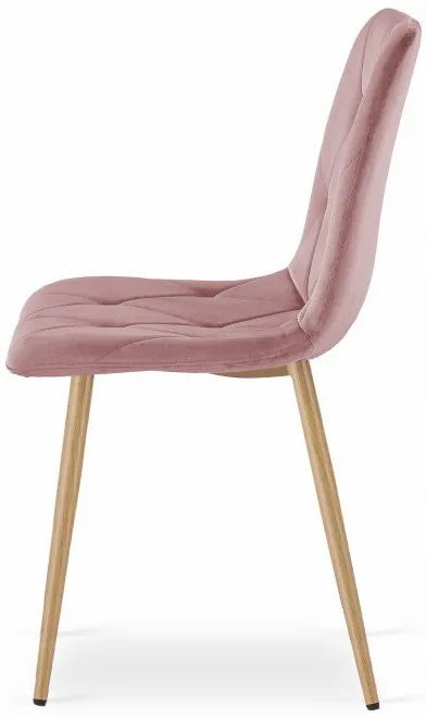 Set štyroch jedálenských stoličiek LIBRA zamatové ružové / drevené nohy (4 ks)