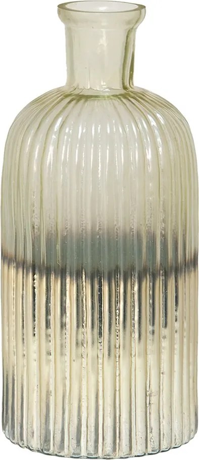 Sklenená váza s vrúbkami s ortuťovým efektom - Ø 10*22 cm