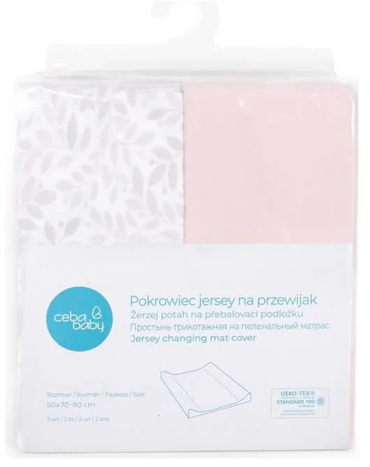 Poťah na prebaľovaciu podložku 50x70-80 cm 2 ks Candy Pink+Twigs