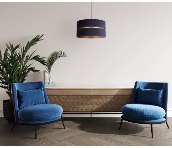 Duolla - Luster na lanku DUO 1xE27/15W/230V pr. 40 cm modrá/zlatá