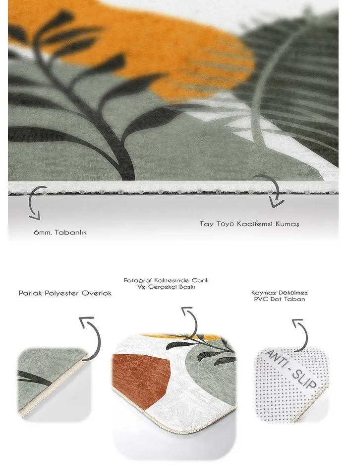 Zelené zamatové kúpeľňové predložky v súprave 2 ks 60x100 cm Illustrated Autumn – Mila Home