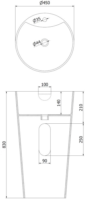 Mexen, Mexen Onyx-02 umywalka wolnostojąca z konglomeratu 45 x 45 cm, biała mat - 26544500