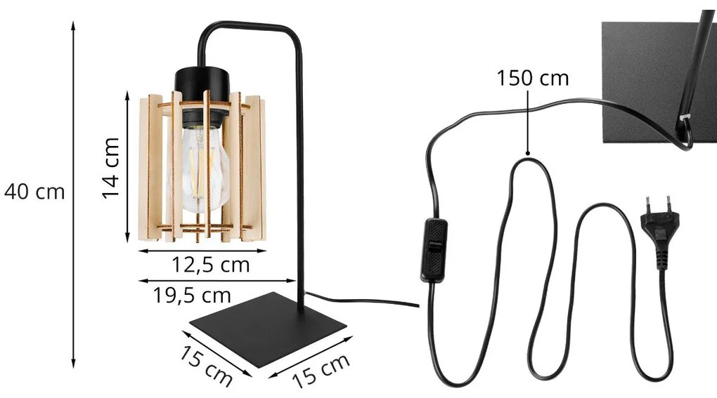 Stolná lampa Timber 7, 1x drevené tienidlo