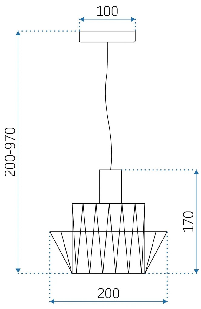 Toolight - Závesné svietidlo 36cm E27 60W APP941-1CP, čierna, OSW-05663