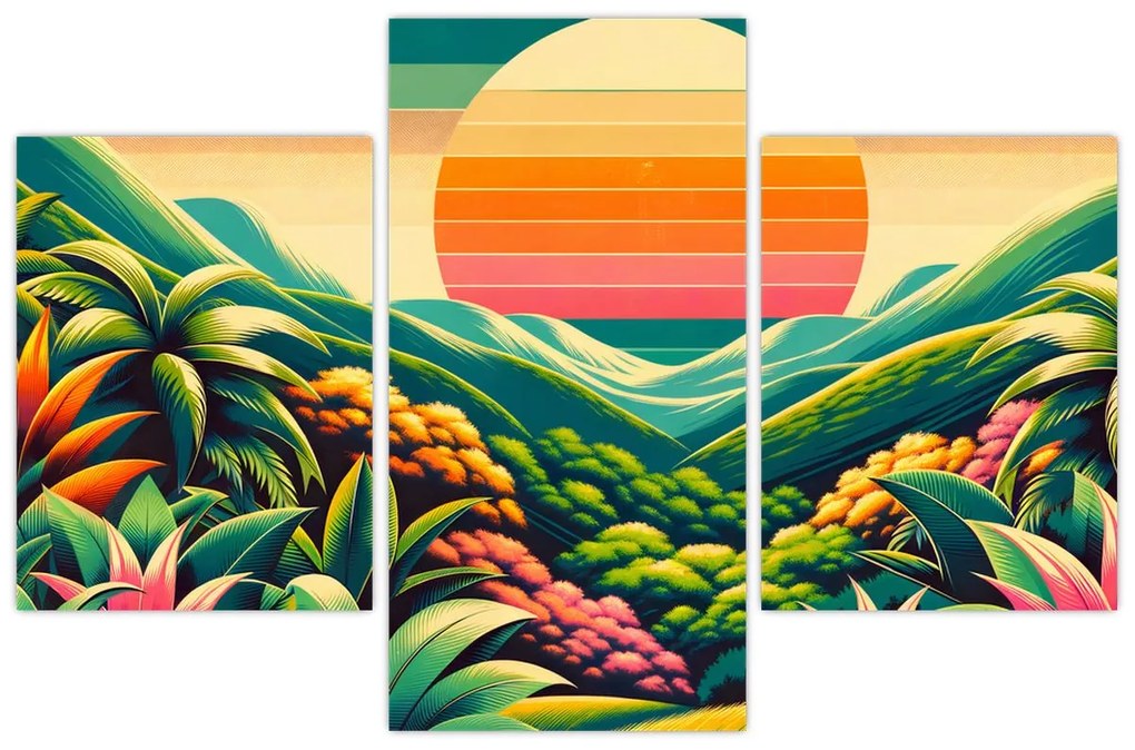 Obraz - Pestrofarebný západ slnka (90x60 cm)