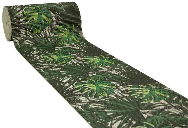 Kúpelňová penová rohož Softy-tex Monstera zelená / čierna